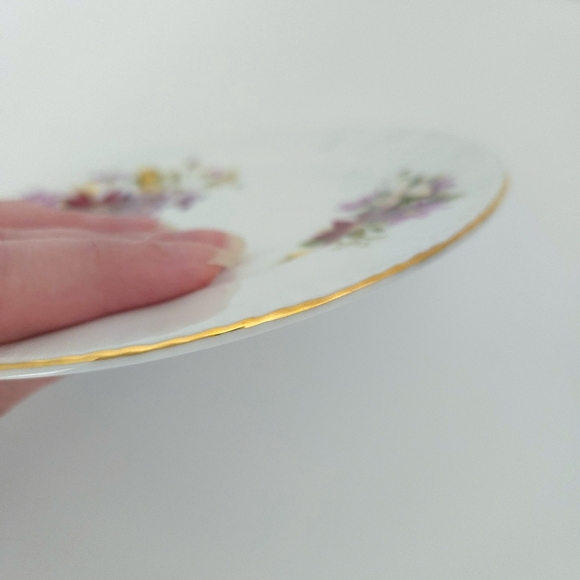 Paragon Bone China White Purple Flower Festival Floral Covered Butter Dish Plate - Picture 3 of 7